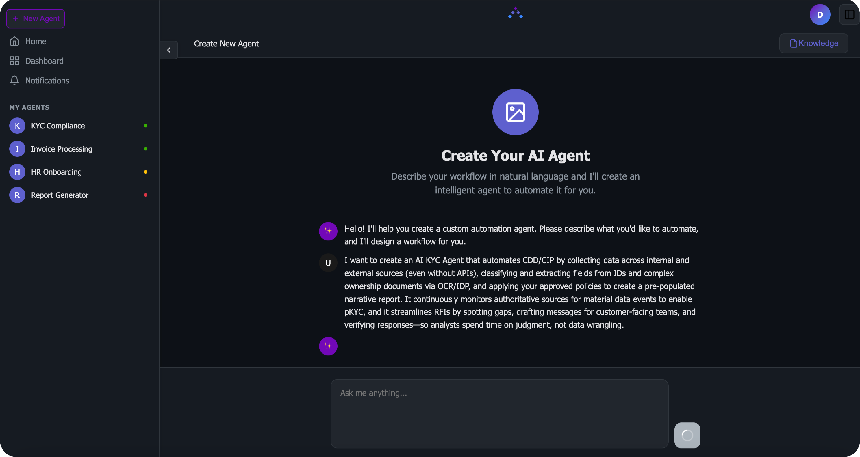 Vynix Chat Interface